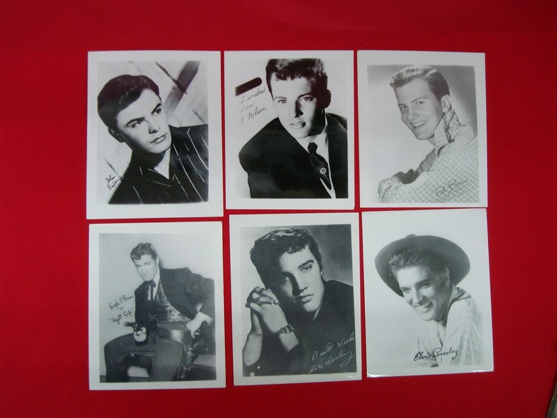 Vintage black and white photos of Elvis Presley, John Saxon, Ricky Nelson and other 1950s and 1960s celebrities