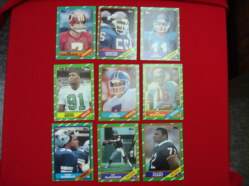Set of 9 1986 Topps Football Stars cards including Tony Dorsett