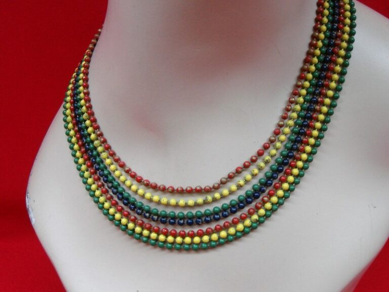 Vintage 1930s Art Deco brass ball chain choker necklace