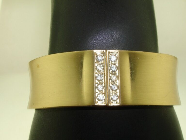 Gold-tone rhinestone hinged bangle bracelet