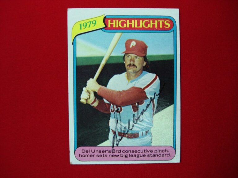 1980 Topps Autographed Del Unser Philadelphia Phillies Baseball Card
