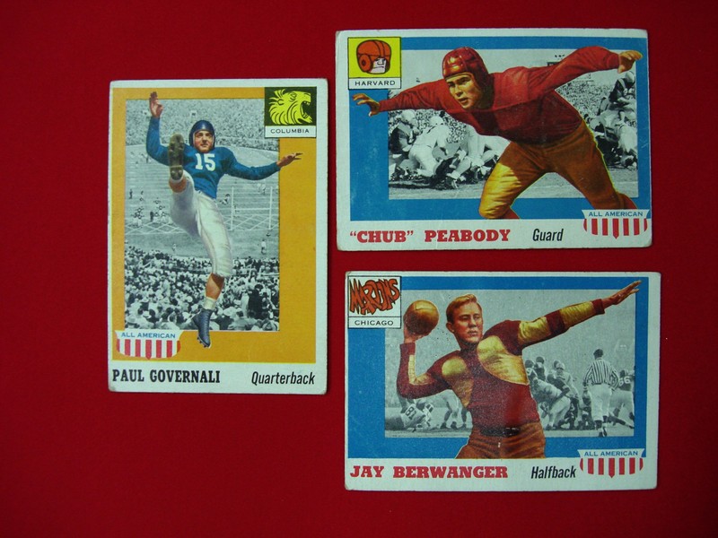 1955 Topps A-AM Football Cards: Peabody #72, Governali #73 & Berwanger #78