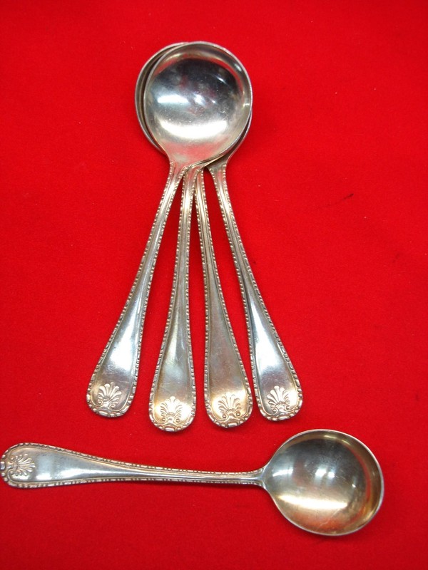 Vintage Simeon L. & George H. Rogers Princess Pattern Silverplate Gumbo Spoons (5-Piece Set)