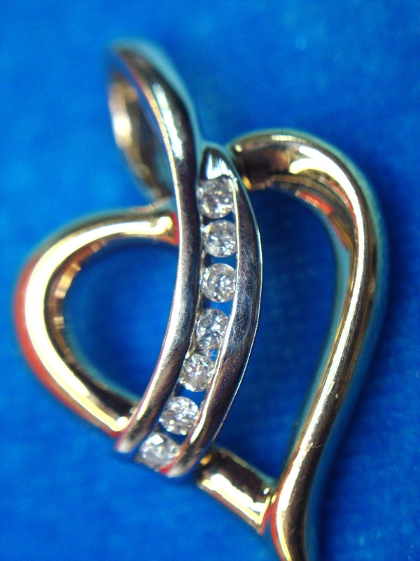 10K Yellow & White Gold Diamond Heart Pendant