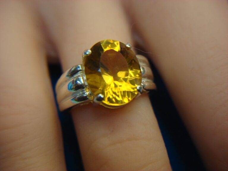Large Citrine Sterling Silver Ring (Size 6.5)