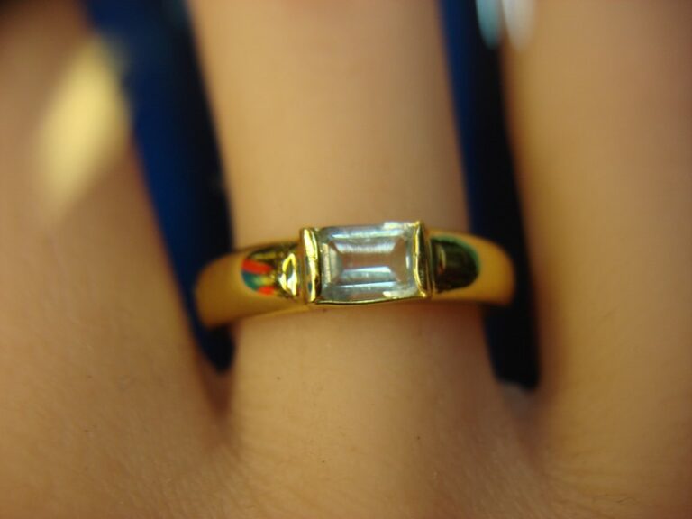 Gold Vermeil and Blue Topaz Sterling Silver Ring (Size 7 3/4)