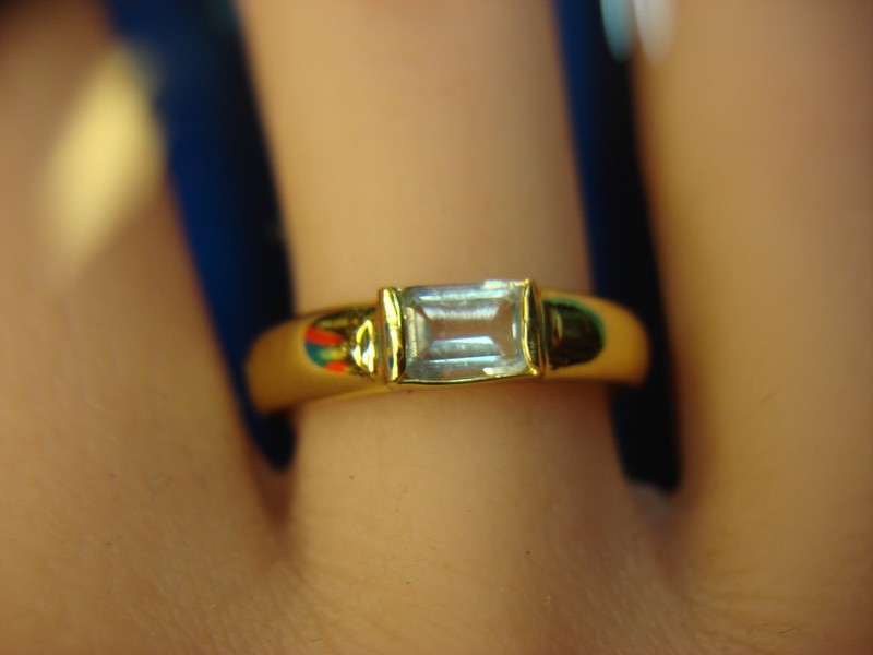 Gold Vermeil and Blue Topaz Sterling Silver Ring (Size 7 3/4)