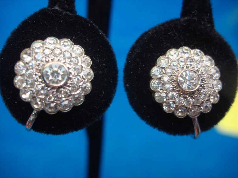 Vintage sterling silver Art Nouveau screw-back earrings