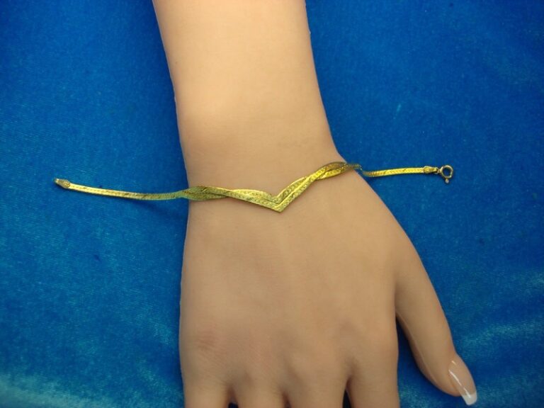 Gold Vermeil Herringbone Bracelet, Sterling Silver, 7.5 inches