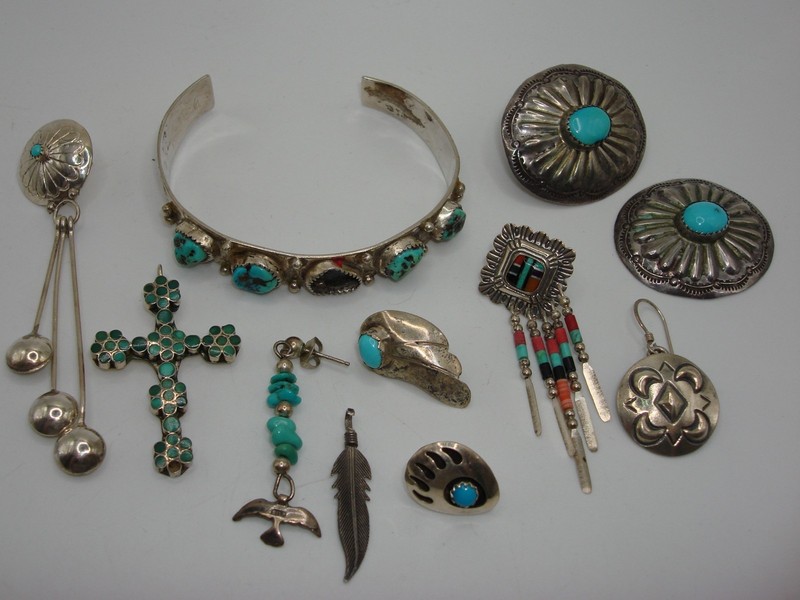 Vintage Native American and Mexican Sterling Silver Jewelry Lot