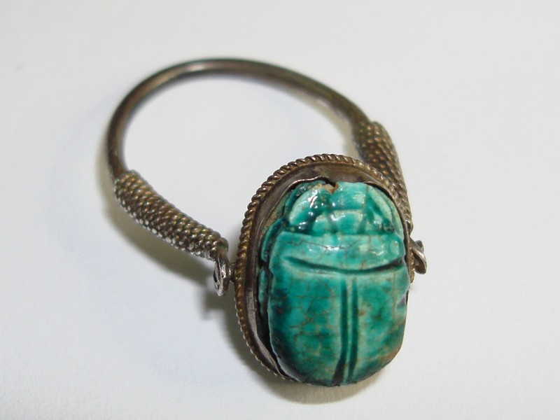 Antique Egyptian Turquoise Scarab Ring