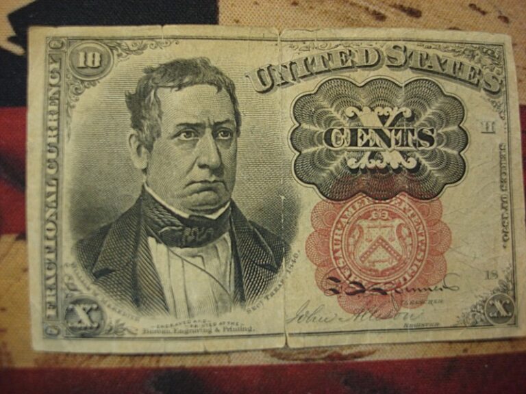 Rare 1874 U.S. Fractional Currency $0.10 Red Seal Note - Long Key Variant