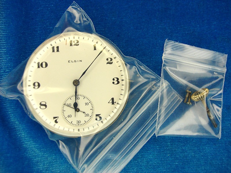 Vintage Elgin Grade 313 pocket watch movement, 15 jewels, running