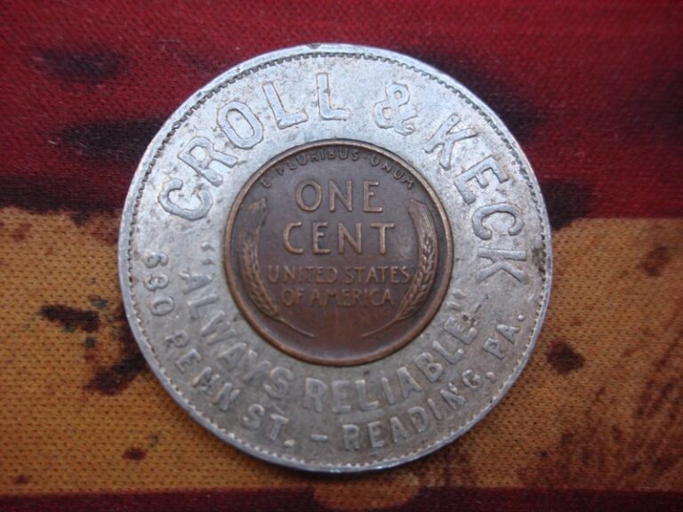 Vintage 1924 CROLL & KECK Encased Token - READING, PA