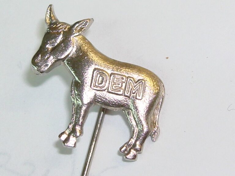 Vintage silver Democratic donkey stick pin from the 1980s