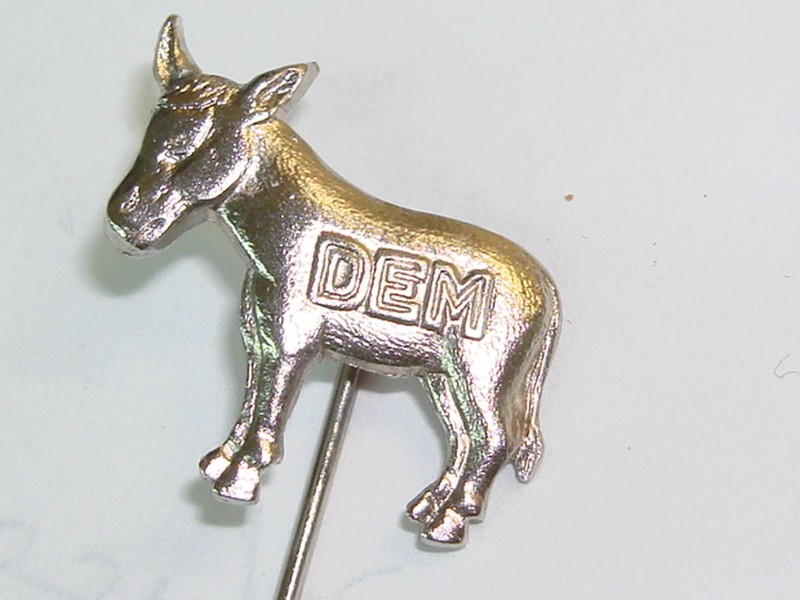 Vintage silver Democratic donkey stick pin from the 1980s