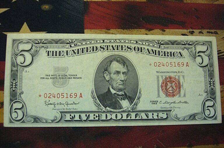 1963 $5 US Star Note, Light Circulation