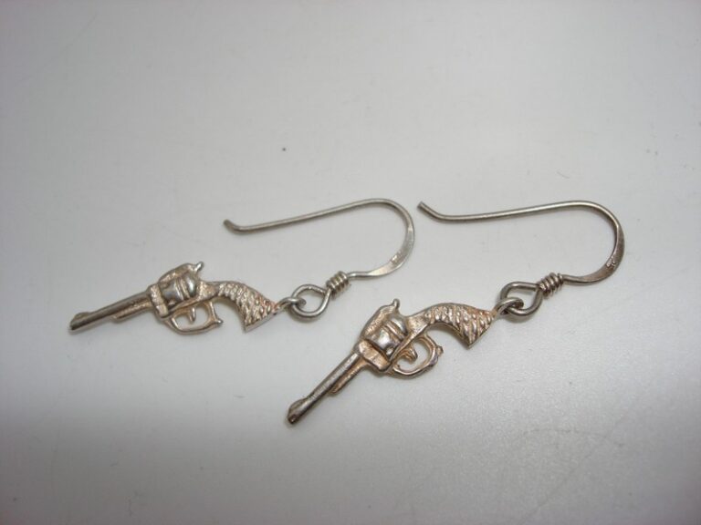 Vintage Sterling Silver Six Shooter Dangle Earrings