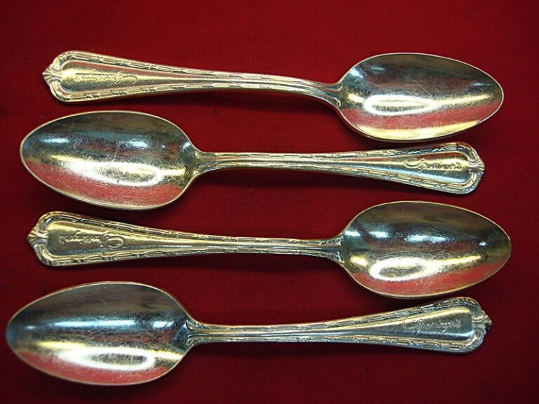Set of four antique silver plate teaspoons from Grossinger's Hotel, Catskills