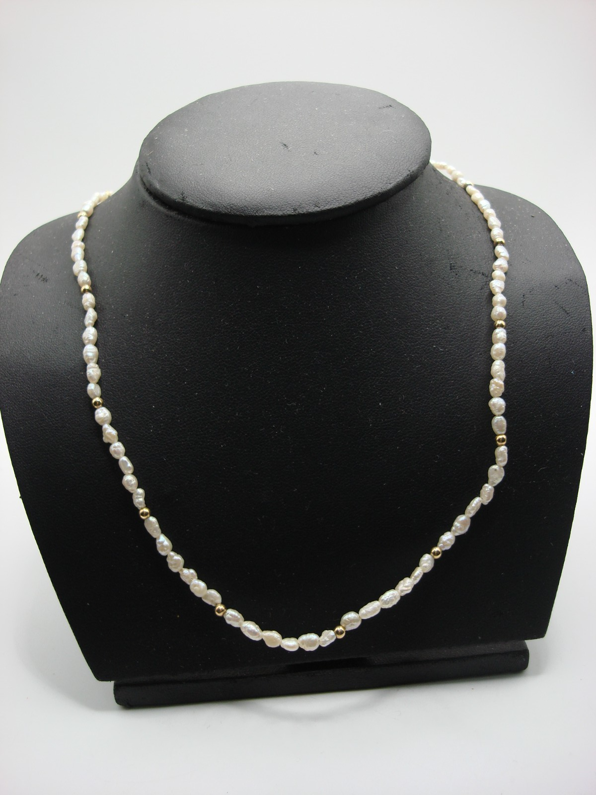 14K gold baroque freshwater pearl and bead necklace