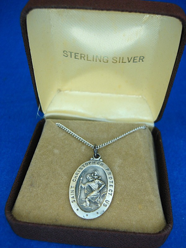 Sterling Silver St. Christopher Pendant with Stainless Steel Chain