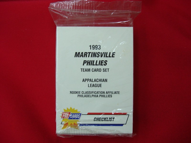 Factory sealed 1993 Fleer ProCards Minor League Team Set featuring the Martinsville Phillies.
