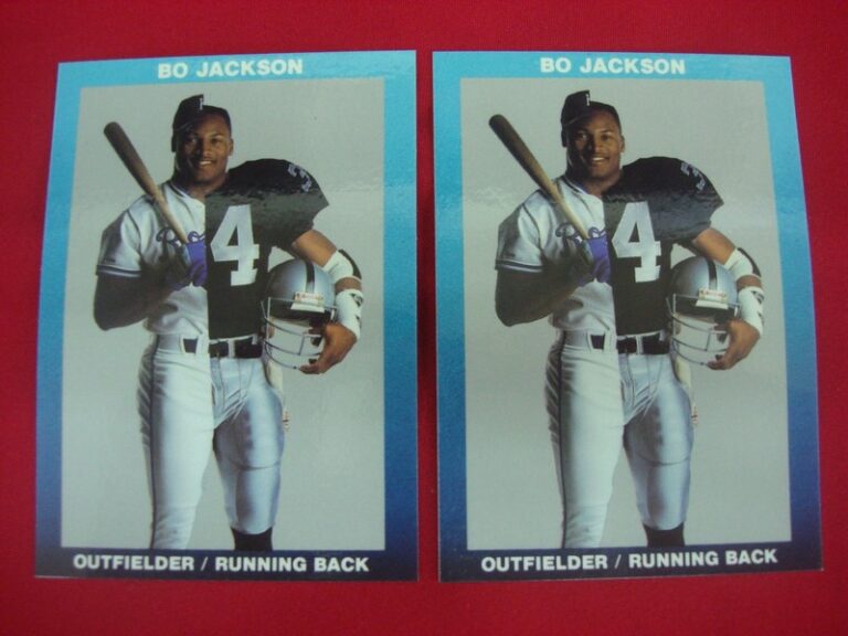Bo Jackson Broder Type baseball and football card lot featuring the Kansas City Royals and Los Angeles Raiders.
