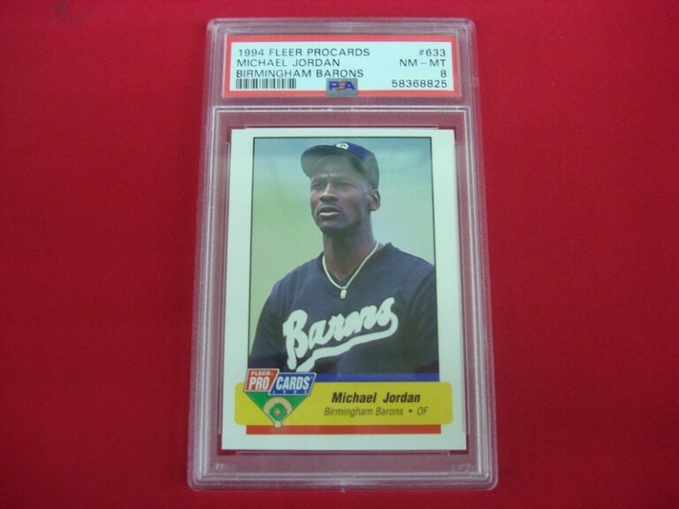 PSA graded NM-MT 8 1994 Fleer Procards Baseball Card #633 of Michael Jordan from his Birmingham Barons era