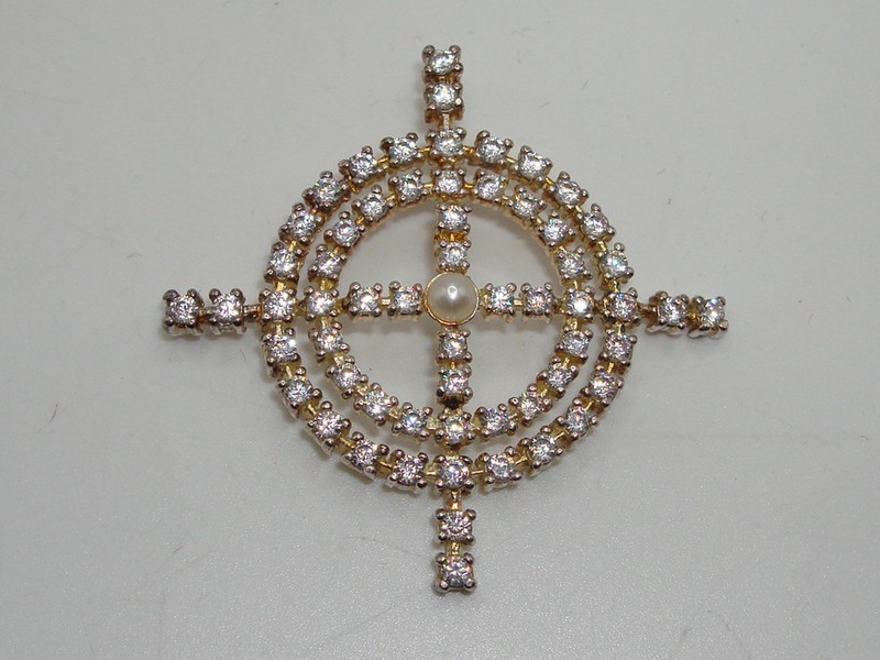 Vintage Vermeil Sterling Silver Pendant with CZs and Pearl