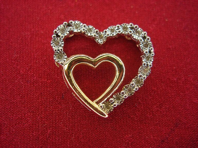 Sterling Silver Double Heart Diamond Pendant
