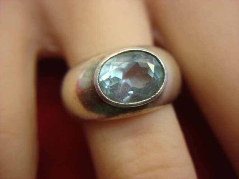 Sterling silver ring with blue topaz gemstone