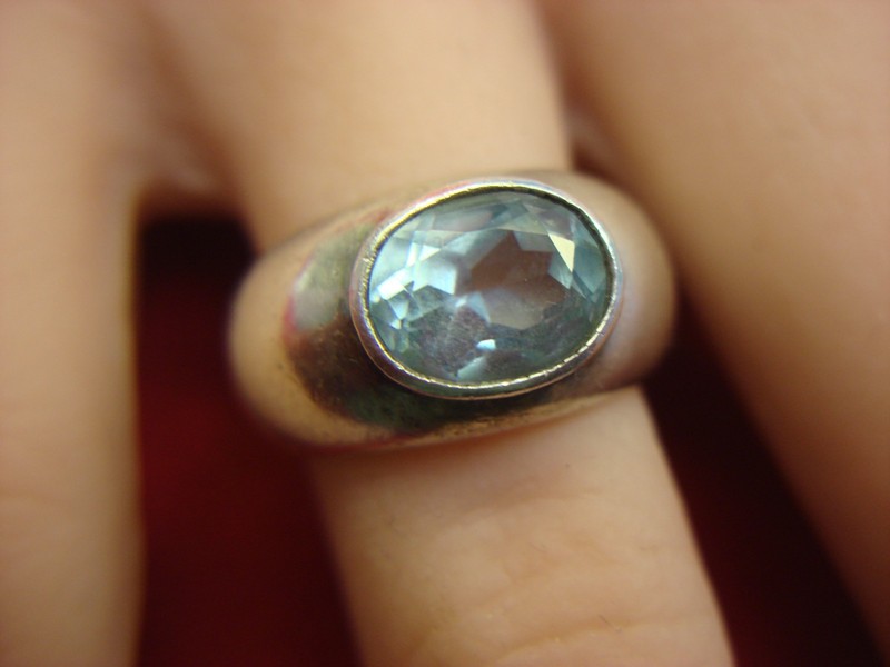 Sterling silver ring with blue topaz gemstone