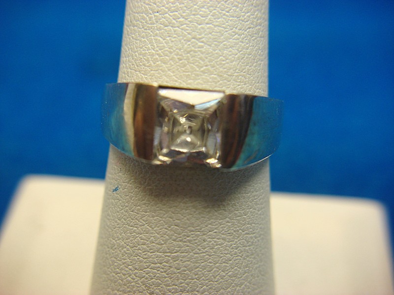 Sterling silver square CZ ring, size 5 3/4