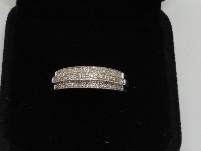 JWBR Sterling Silver Diamond Band Ring, Size 7, 1/3 CTW