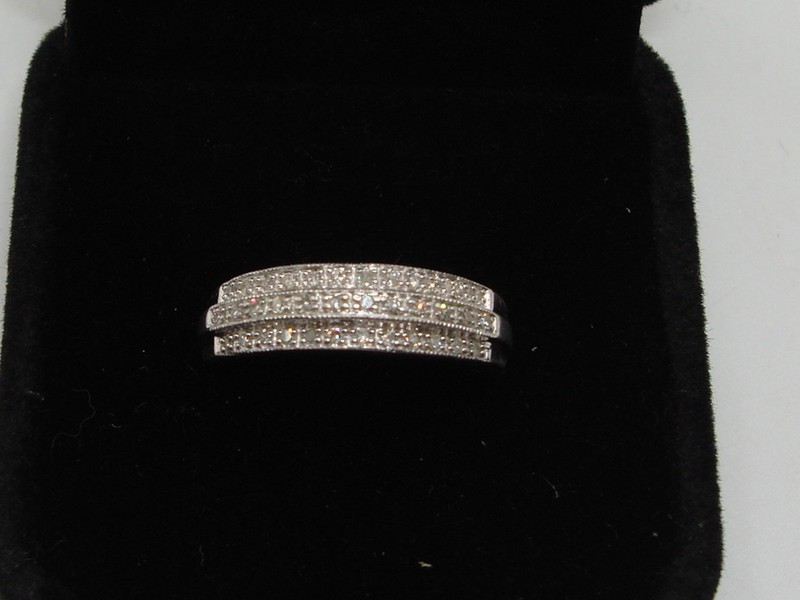 JWBR Sterling Silver Diamond Band Ring, Size 7, 1/3 CTW