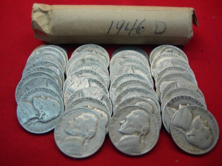 Roll of 40 circulated 1946-D Jefferson nickels