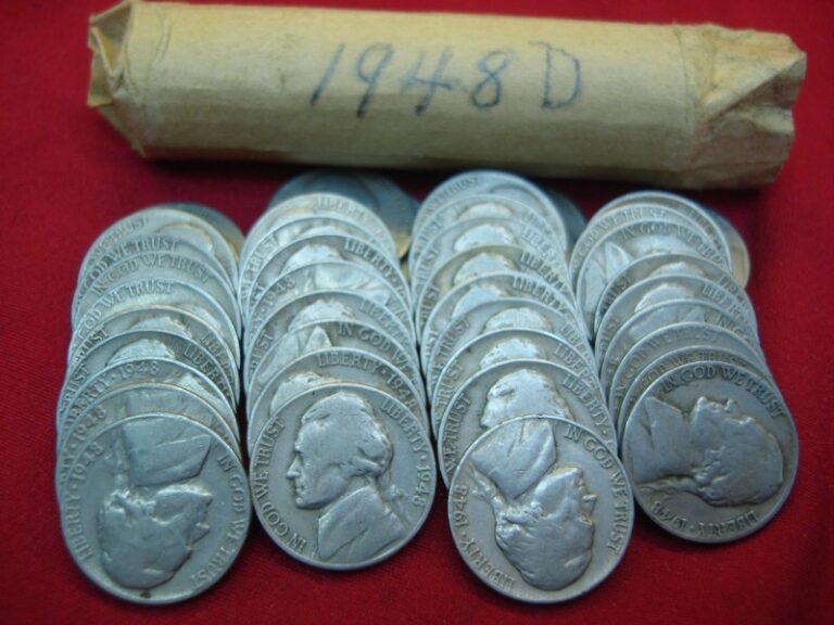 Roll of 40 circulated 1948-D Jefferson nickels in nice condition