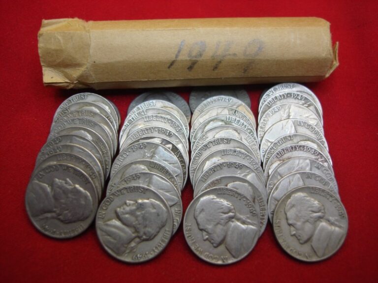 Roll of 40 circulated 1949 Philadelphia Jefferson nickels