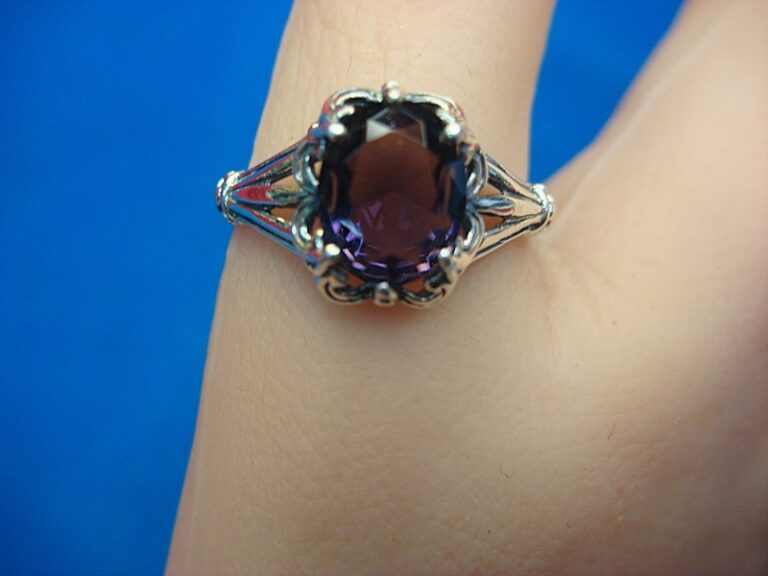 Sterling silver ring with faux amethyst, size 11 1/4