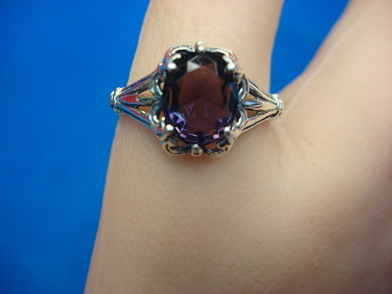 Sterling silver ring with faux amethyst, size 11 1/4