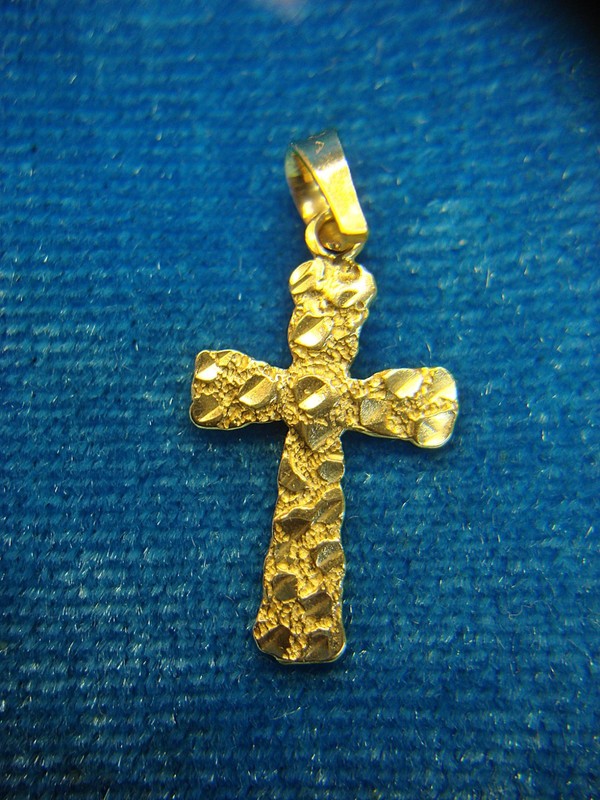 14K Yellow Gold Cross Pendant with Diamond Accent