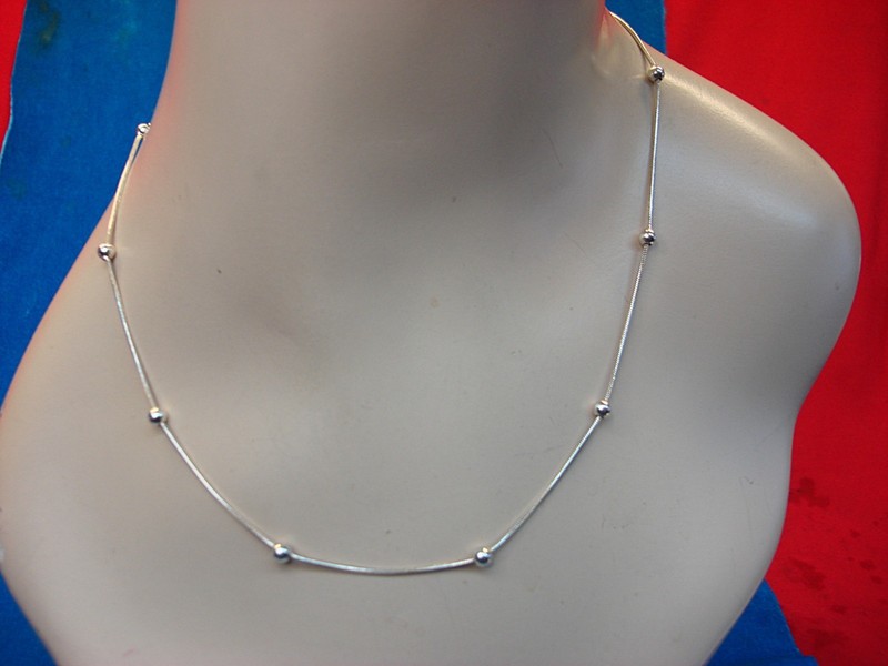 18-inch sterling silver snake chain with 4mm sterling silver beads