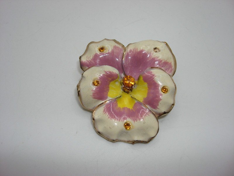 Vintage Coro Enamel Pansy Brooch
