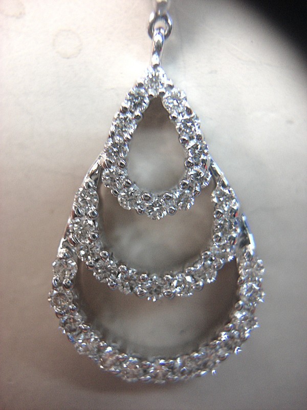 18K White Gold Trilogy Diamond Pendant with Chain