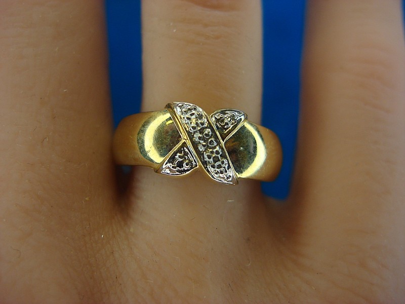 Gold Vermeil Sterling Silver Diamond Accent Ring (Size 7)