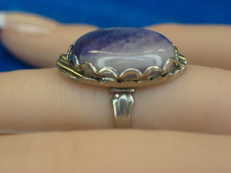 Vintage Sterling Silver Amethyst Ring, Adjustable Size 5+