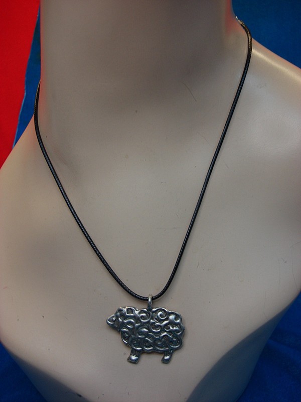 Vintage Wool Sheep Pendant Necklace