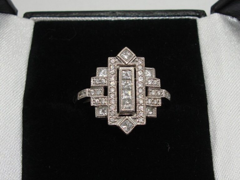 Estate Art Deco 18K White Gold Diamond Ring (1ctw) by BW, Size 8.5