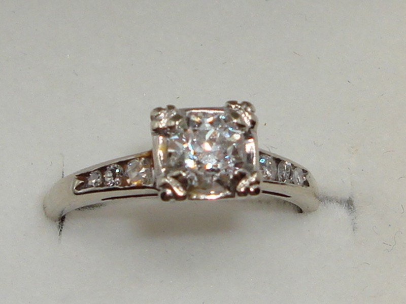 14K Gold European Cut Diamond Ring, Size 6.5