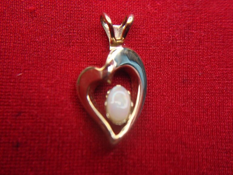 14K Gold Filled Petite Opal Heart Pendant